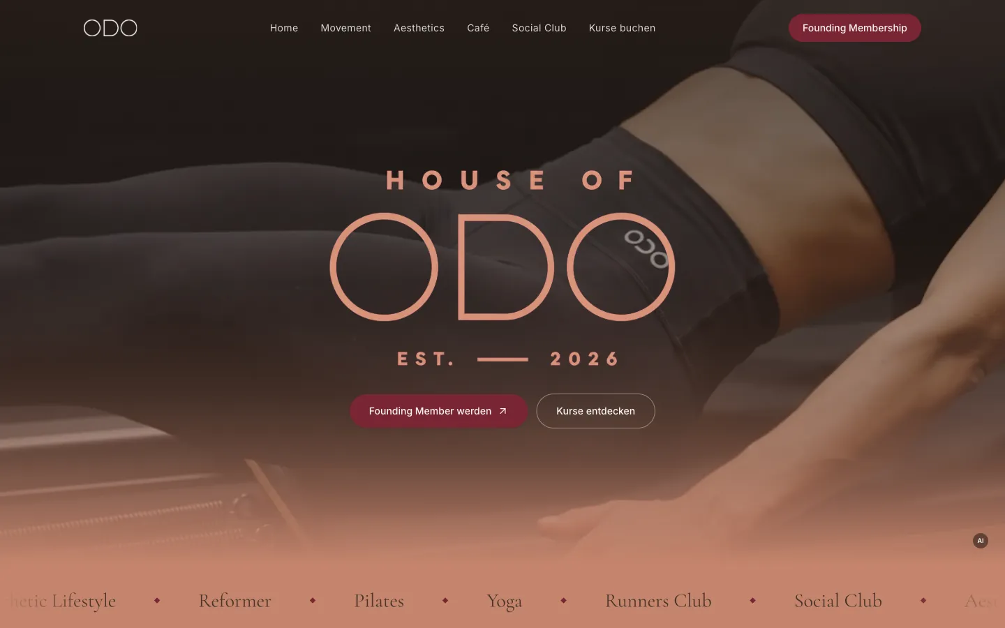 House of ODO — Website des Pilates & Health Clubs